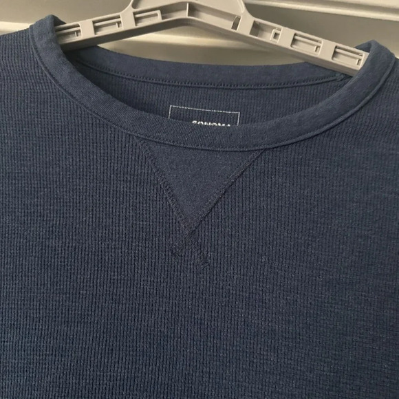 Mens Thermal Shirt Large Blue Waffle Weave Base Layer Camp Cabin Warm Activewear - Picture 2 of 7